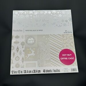 New.Recollections White Christmas 12x12 Scrapbook Paper Pad 48 Sheets Acid Free